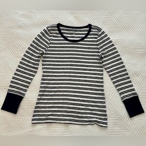J Crew Navy White Striped Cotton Long Sleeve Painter Tee Size Medium